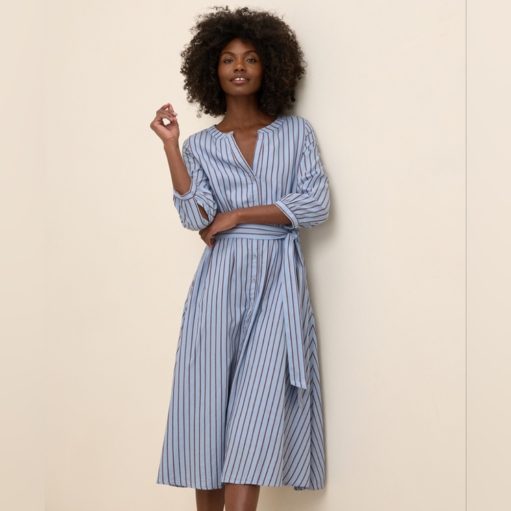 Pact Sunset Lightweight Cotton Easy Dress in the color Del Mar Stripe NWOT